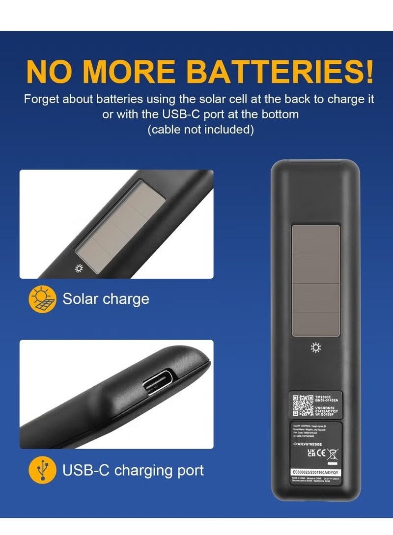 Newest BN59-01432A Solar Voice Replacement Remote for Samsung Neo QLED 8K HDR Smart TVs – Eco-Friendly Rechargeable Remote with Voice Control & 4 Shortcut Buttons – Universal Smart TV Remote Compatible with Select Samsung Models – Black  - Image 4