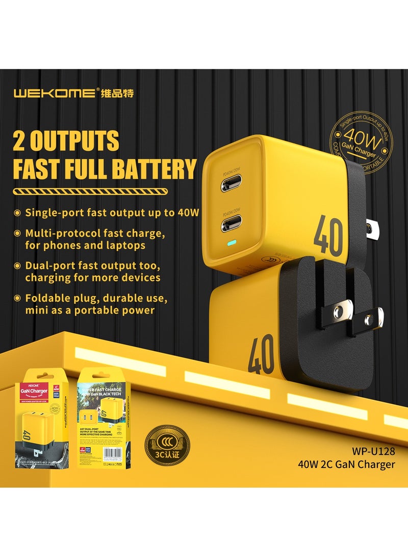 Wekome WP-U128 40W Dual-Port Fast Charger – Compact, Efficient, and Stylish