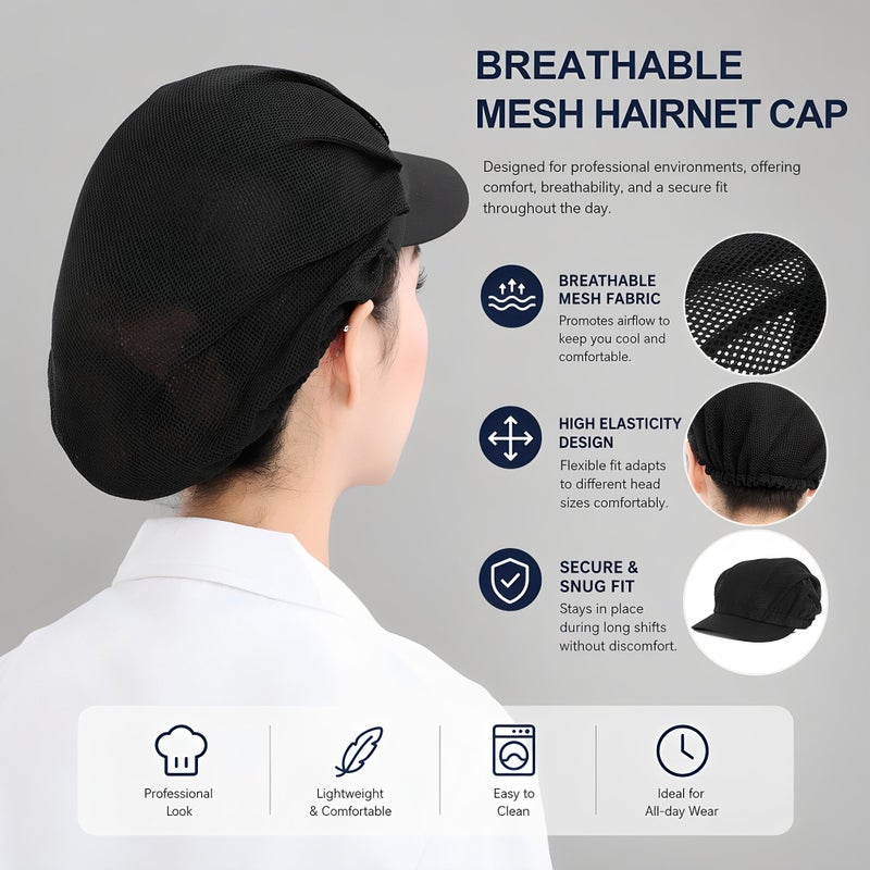 Chef Hat Adjustable Elastic Breathable Mesh Work Cap Beanie for Kitchen Working - Image 3