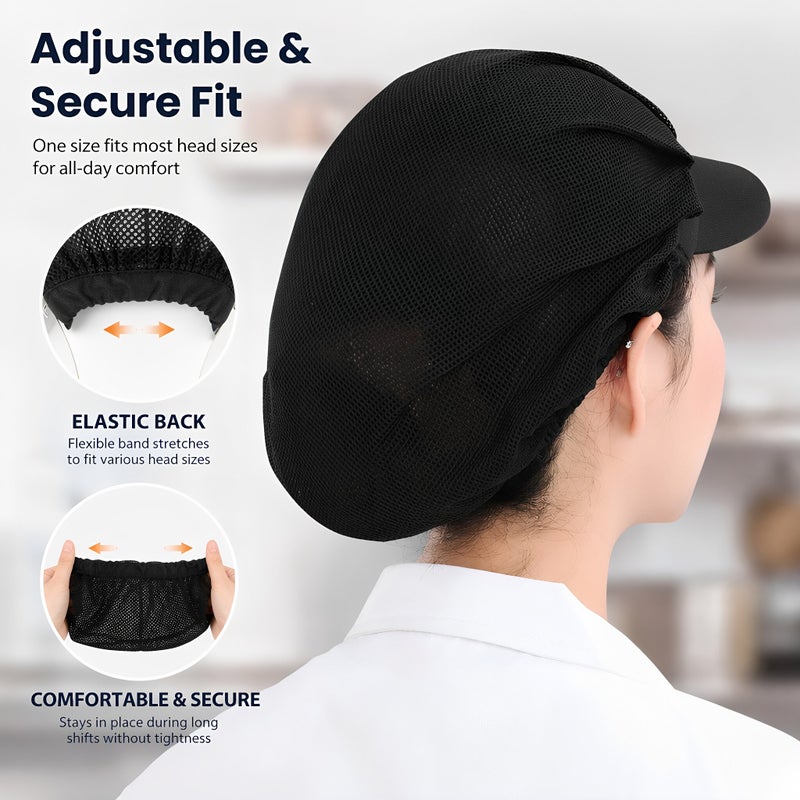 Chef Hat Adjustable Elastic Breathable Mesh Work Cap Beanie for Kitchen Working - Image 4