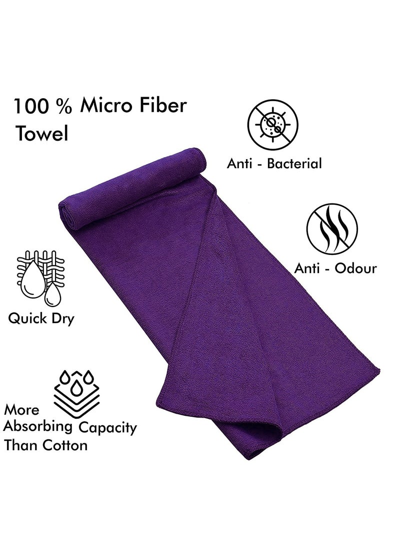 Fabienne 2-Piece Microfiber Gym Towel/Hand Towel/Face Towel/Car Cleaning Towel 50x90 cm Sky Blue/Purple  - Image 2