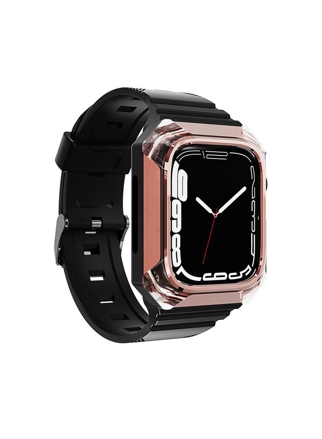 BURAQ Protective Cover Armor Case Integrated TPU Watch Band For Apple Watch 5 40mm(Rose Gold)
