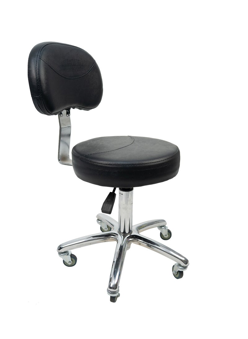 Generic Adjustable Pully Stool with Backrest Swivel Seat Rolling Wheels for Studio Dental Office Salon and Counter Home Desk Chairs (Black)  - Image 1