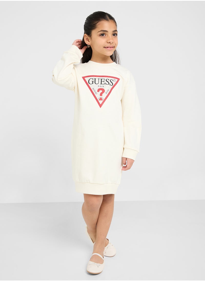 GUESS - Kids French Terry Long Sleeve Dress - Image 1