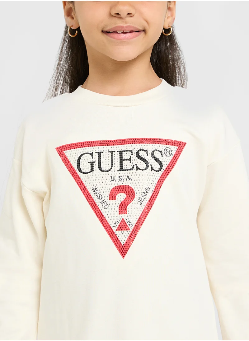 GUESS Kids French Terry Long Sleeve Dress