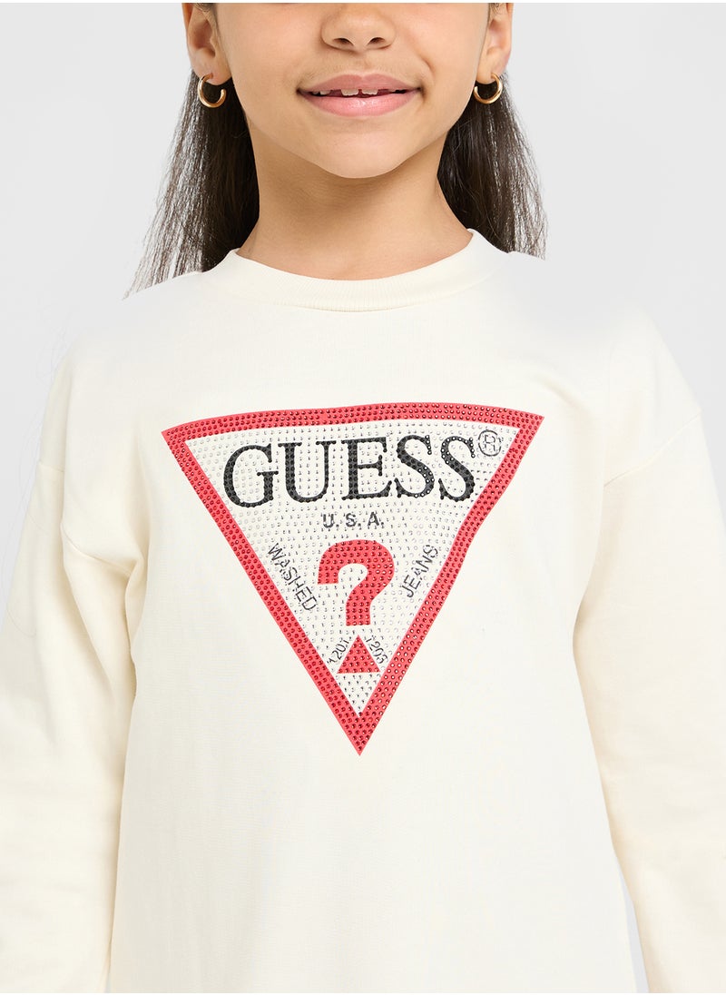 GUESS - Kids French Terry Long Sleeve Dress - Image 1