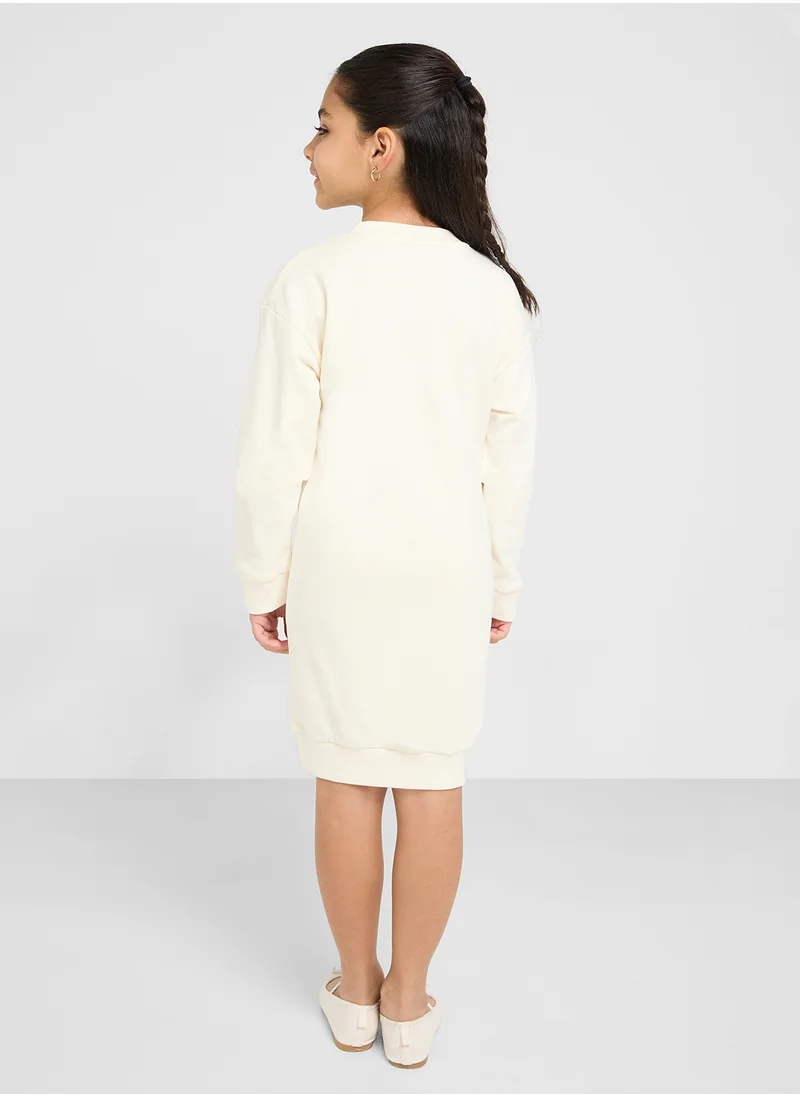 جس Kids French Terry Long Sleeve Dress