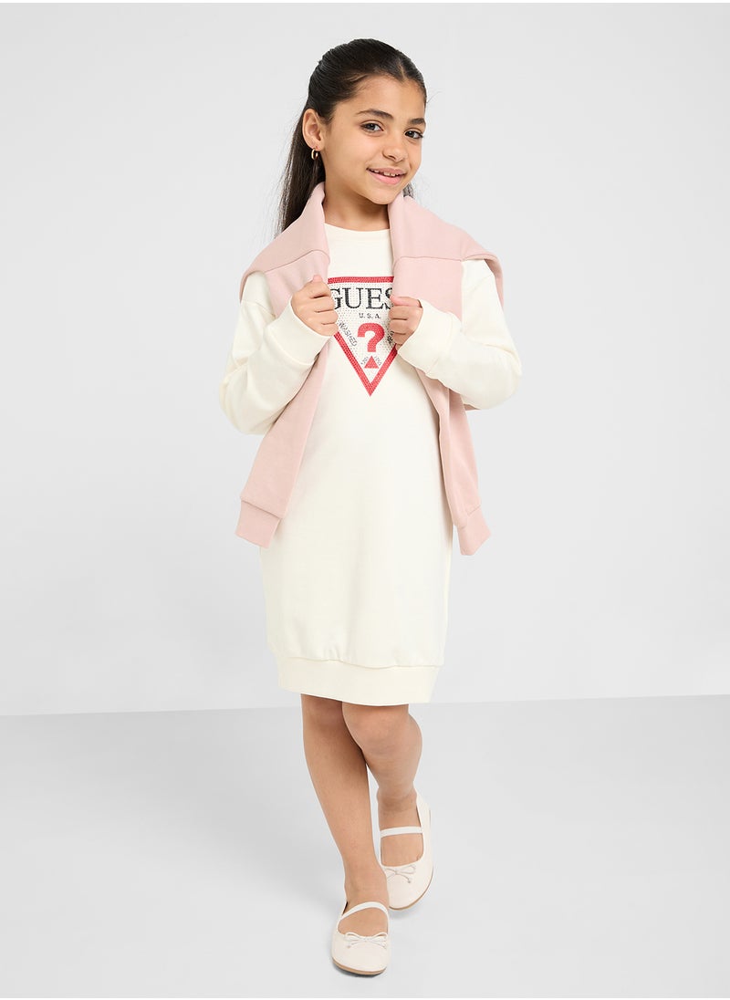 GUESS - Kids French Terry Long Sleeve Dress - Image 1