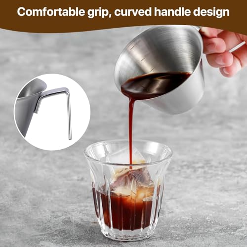 squishy 2 Pcs Espresso Cup, 100ml Stainless Steel Measuring Cups for Kitchen, Precise Measurement Tool for Coffee and Oils, Barista Essentials - Image 2