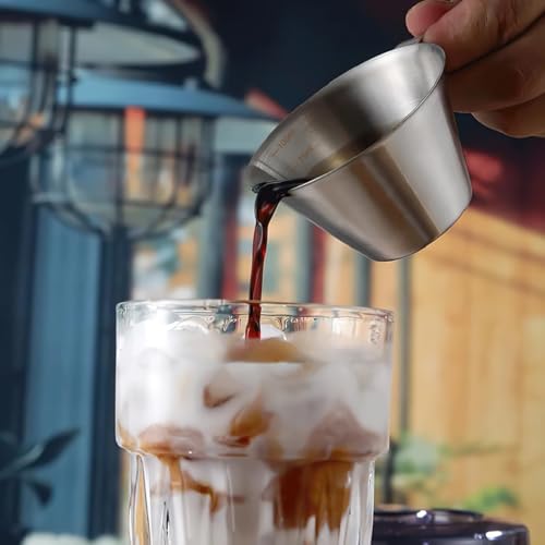 squishy 2 Pcs Espresso Cup, 100ml Stainless Steel Measuring Cups for Kitchen, Precise Measurement Tool for Coffee and Oils, Barista Essentials - Image 4