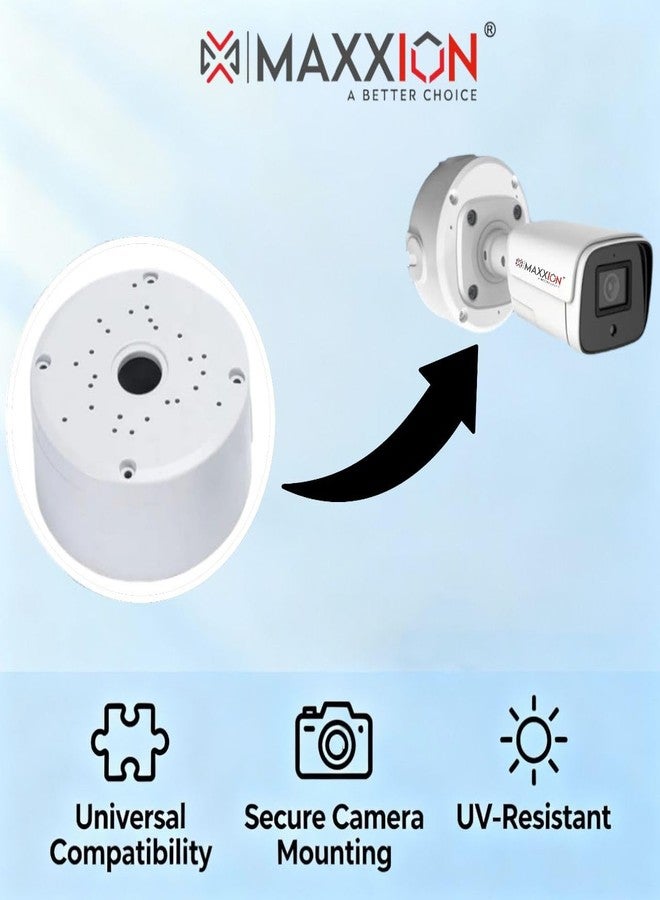 MAXXION 5x5” Round Waterproof PVC Junction Box for CCTV Camera, Heavy Duty Outdoor Electrical Enclosure, 3 Entry Inlets, Wire Protection - Pack of 2 - Image 3