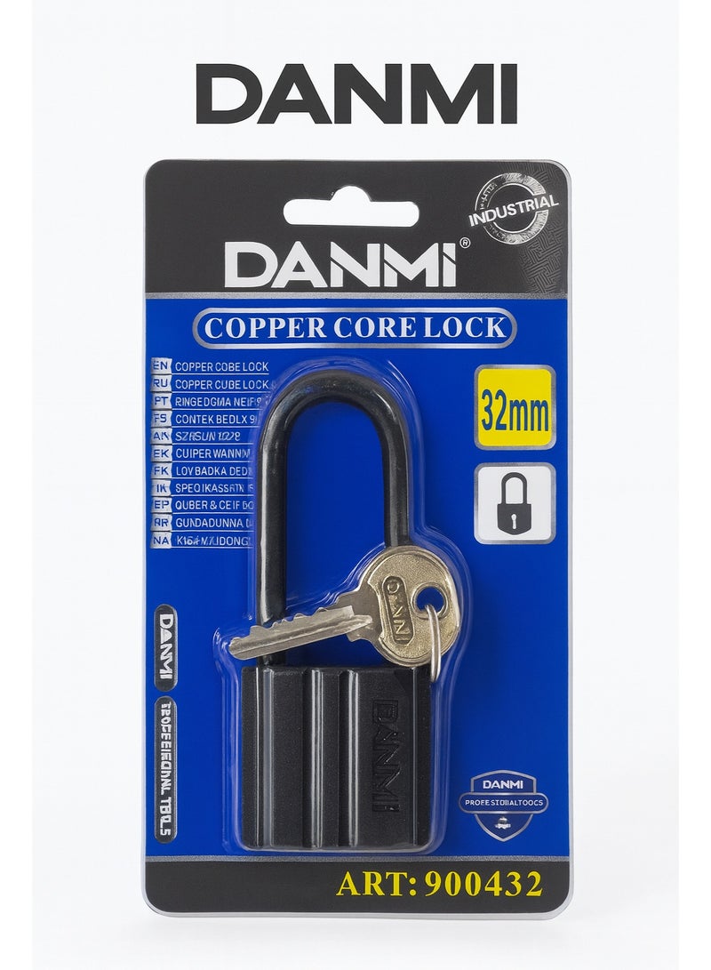 DANMI 32mm Copper Core Padlock – Industrial Metal Security Lock with 3 Keys (ART: 900432) - Image 1