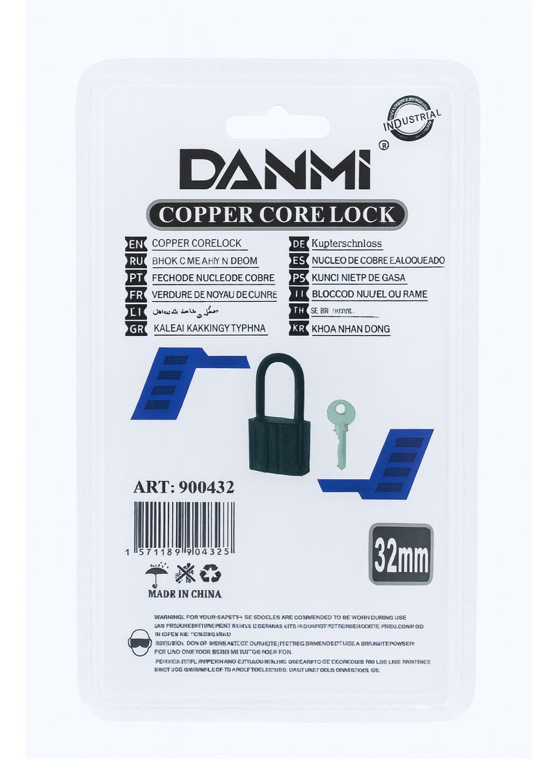 DANMI 32mm Copper Core Padlock – Industrial Metal Security Lock with 3 Keys (ART: 900432) - Image 2