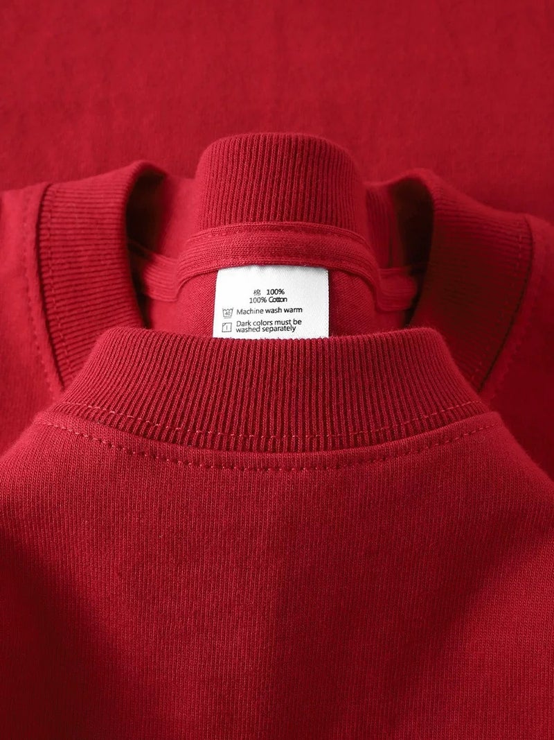Cotton T-shirt Customized Work Clothes Printing Embroidered Short-sleeved Cultural Advertising Shirt Staff Catering Work Clothes Customized logo Cherry red