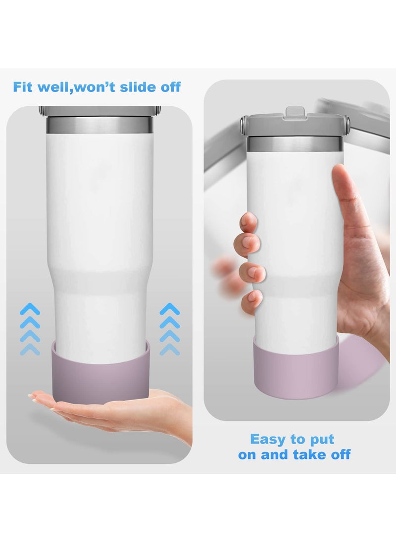 RTYY - 2 pack Silicone Boot For Stanley Quencher Tumbler 30 oz 40 oz, Bottom Boot for Stanley IceFlow Flip 30 20 oz, Protector Sleeve for Water Bottle 12-24oz (Purple) - Image 1