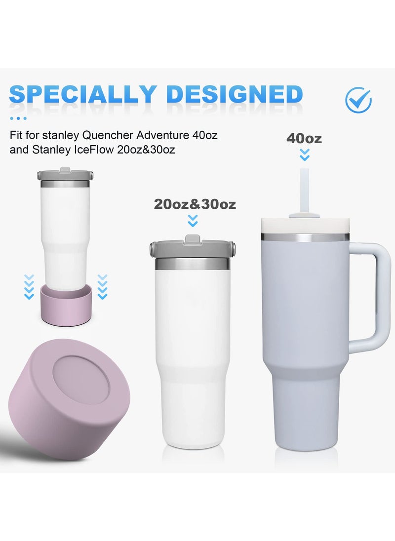 RTYY - 2 pack Silicone Boot For Stanley Quencher Tumbler 30 oz 40 oz, Bottom Boot for Stanley IceFlow Flip 30 20 oz, Protector Sleeve for Water Bottle 12-24oz (Purple) - Image 1