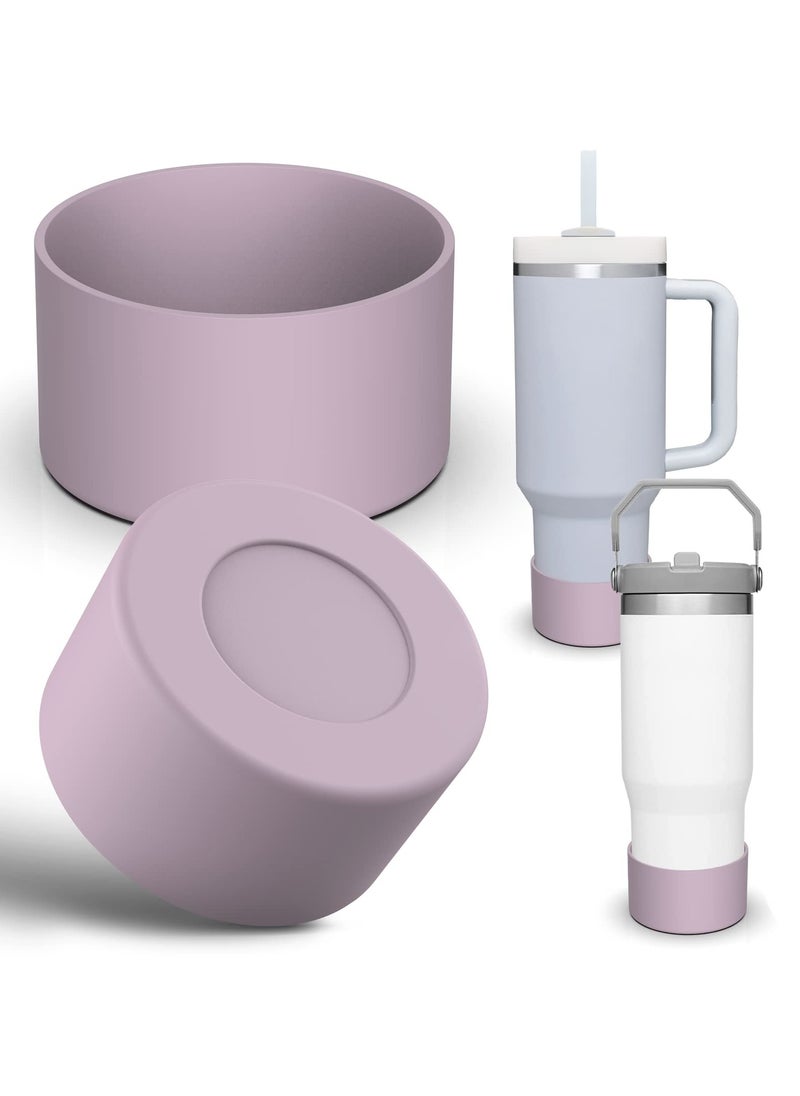 RTYY - 2 pack Silicone Boot For Stanley Quencher Tumbler 30 oz 40 oz, Bottom Boot for Stanley IceFlow Flip 30 20 oz, Protector Sleeve for Water Bottle 12-24oz (Purple) - Image 1