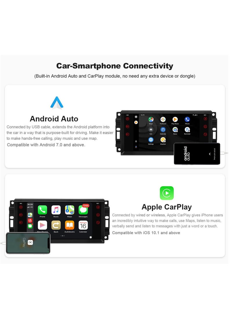 Vierex - Android Car Stereo For Jeep Wrangler JK Dodge Ram Chrysler Cherokee Compass 4GB RAM Support Apple Carplay Android Auto Wireless Radio GPS Player 4G WIFI - Image 1