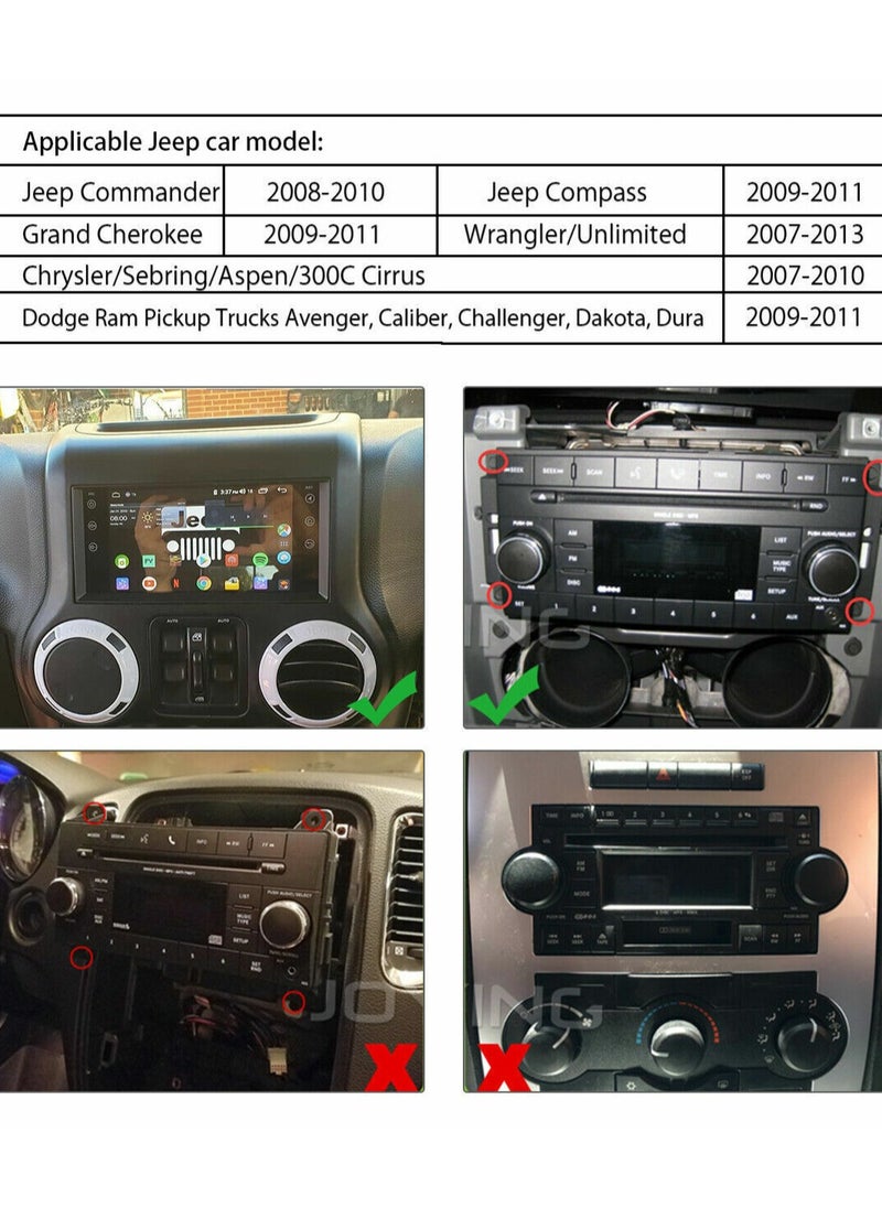 Vierex - Android Car Stereo For Jeep Wrangler JK Dodge Ram Chrysler Cherokee Compass 4GB RAM Support Apple Carplay Android Auto Wireless Radio GPS Player 4G WIFI - Image 1