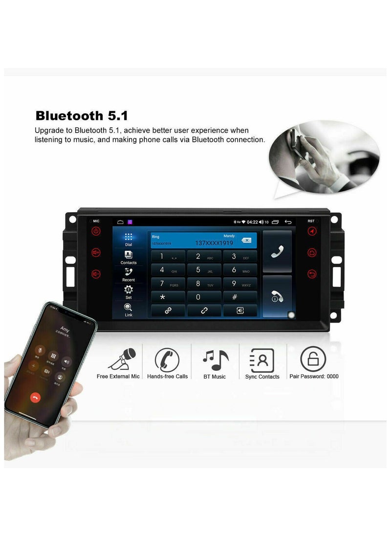 Vierex - Android Car Stereo For Jeep Wrangler JK Dodge Ram Chrysler Cherokee Compass 4GB RAM Support Apple Carplay Android Auto Wireless Radio GPS Player 4G WIFI - Image 1