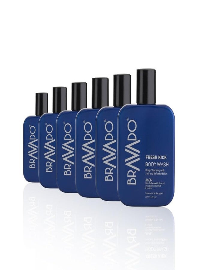برافادو غسول الجسم برافادو فريش كيك للرجال 200 مل (عبوة من 6) | جل استحمام منعش وبارد | تركيبة تنظيف عميق للتحكم في الروائح | غسول منعش بنكهة النعناع - Image 2