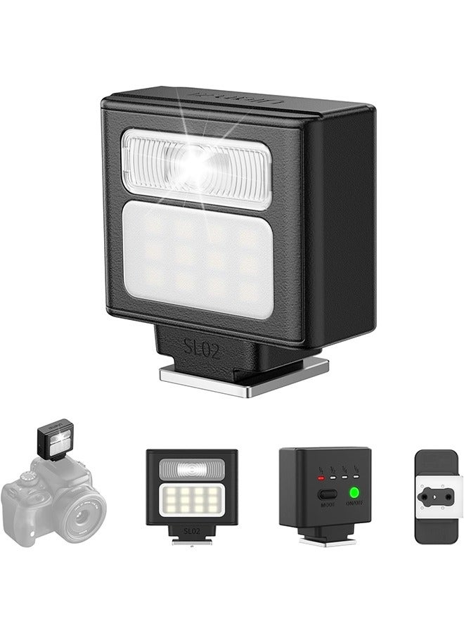 Ulanzi ULANZI SL02 Mini Flash Speedlite with Video Light, GN8 6500K Camera Mini Flashlight for Canon Fuji Sony Nikon and Othe SLR Digital Cameras, 4 Power Levels Camera Flash Speedlight NOT Fit Sony ZV -1F  - Image 1