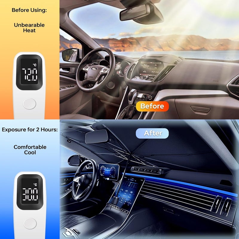 Car Sun Shade Protector, Foldable Windshield Insulation Car Sun Shade for UV Protection Reflective Sunblocker Car Accessories for Pickup, Sedans, Trucks, SUVs, and More (Large Size - Image 3