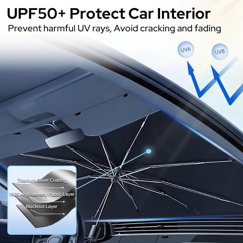 Car Sun Shade Protector, Foldable Windshield Insulation Car Sun Shade for UV Protection Reflective Sunblocker Car Accessories for Pickup, Sedans, Trucks, SUVs, and More (Large Size - Image 4