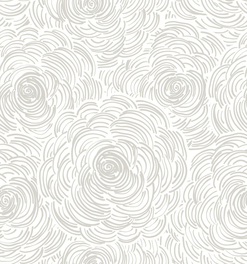 EeeComing Grey Peel and Stick Wallpaper Grey and White Floral Contact Paper Modern Peel and Stick Flower Wallpaper Self Adhesive Wall Paper Removable for Bedroom Cabinets Vinyl 17.3" X 78.7" - Image 1