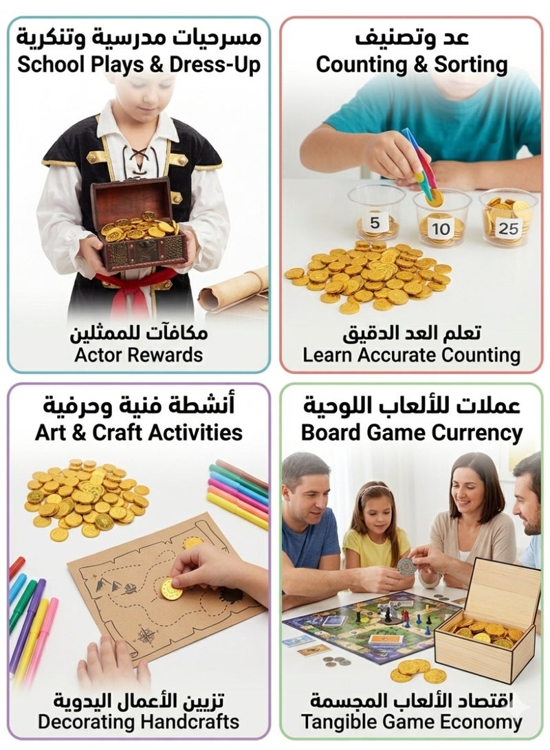 ماى سوق مجموعة عملات ذهبية بلاستيكية للألعاب والتوزيعات - إكسسوارات الحفلات والمكافآت التعليمية للأطفال (47 قطعة) - Image 3