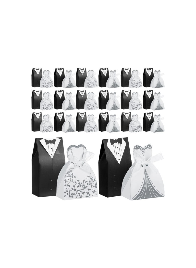Generic Elegant Wedding Favor Boxes - Tuxedo & Dress Candy Gift Boxes, Vintage Treat Bags for Birthdays & Bridal Showers, Perfect Party Supplies (100 Pcs, 4 Designs)  - Image 1