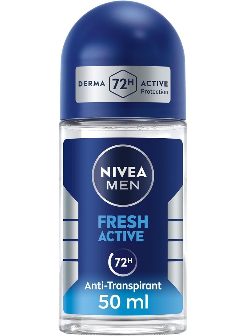 NIVEA MEN Antiperspirant Roll-on for Men, Fresh Active Fresh Scent, 50ml - Image 1