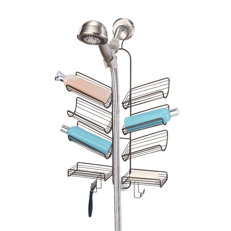 IDesign iDesign Verona Metal Hanging Bathroom Caddy for Handheld Shower Hose Extra Space for Shampoo Conditioner Soap Razors Loofahs Towels 25 x 14 x 4 Bronze
