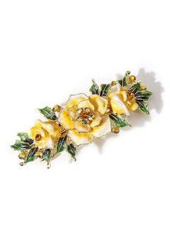Fodattm Fodattm Women Lady Vintage Exquisite Flower French Hair Barrette Metal Hairpin Rhinestone Spring Hair Clip Bridal Wedding Crystal Hair Clasps (Yellow)  - Image 3