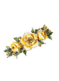 Fodattm Fodattm Women Lady Vintage Exquisite Flower French Hair Barrette Metal Hairpin Rhinestone Spring Hair Clip Bridal Wedding Crystal Hair Clasps (Yellow)  - Image 1