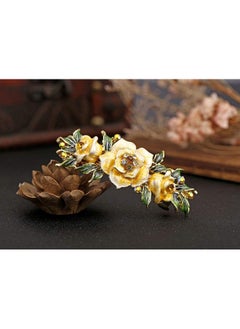 Fodattm Fodattm Women Lady Vintage Exquisite Flower French Hair Barrette Metal Hairpin Rhinestone Spring Hair Clip Bridal Wedding Crystal Hair Clasps (Yellow)  - Image 2