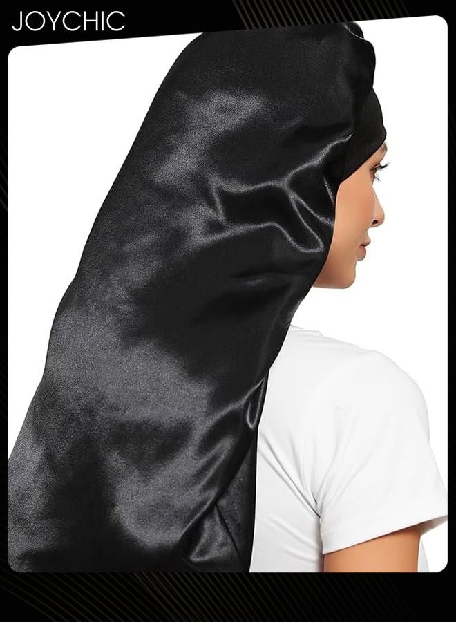 Joychic Braid Bonnet for Sleeping, Wide Elastic Band Satin Hair Wrap Sleeping Cap for Women Cap for Braids, Curly, Long Hair - Image 4