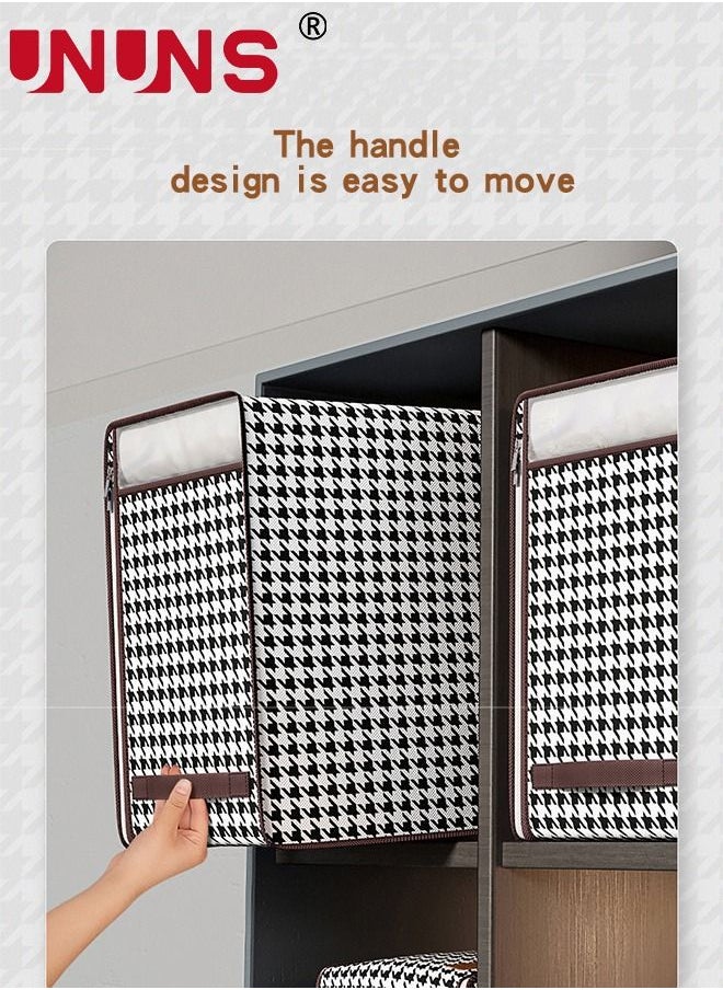 UNUNS 2-Piece Moving Storage Bag,Large Capacity Clothes Organization With Reinforced Handle And Clear Window,Foldable Rhombic Lattice Totes Clothes Organizer,65x50x30cm  - Image 5