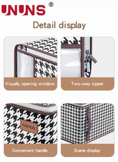 UNUNS 2-Piece Moving Storage Bag,Large Capacity Clothes Organization With Reinforced Handle And Clear Window,Foldable Rhombic Lattice Totes Clothes Organizer,65x50x30cm  - Image 4