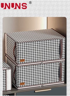 UNUNS 2-Piece Moving Storage Bag,Large Capacity Clothes Organization With Reinforced Handle And Clear Window,Foldable Rhombic Lattice Totes Clothes Organizer,65x50x30cm  - Image 3