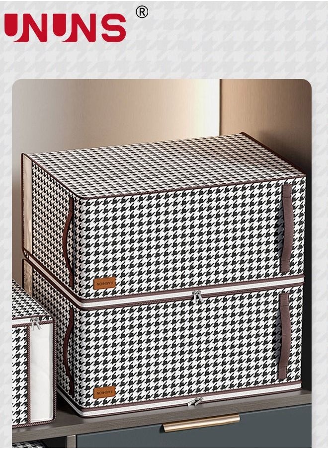 UNUNS 2-Piece Moving Storage Bag,Large Capacity Clothes Organization With Reinforced Handle And Clear Window,Foldable Rhombic Lattice Totes Clothes Organizer,65x50x30cm  - Image 3