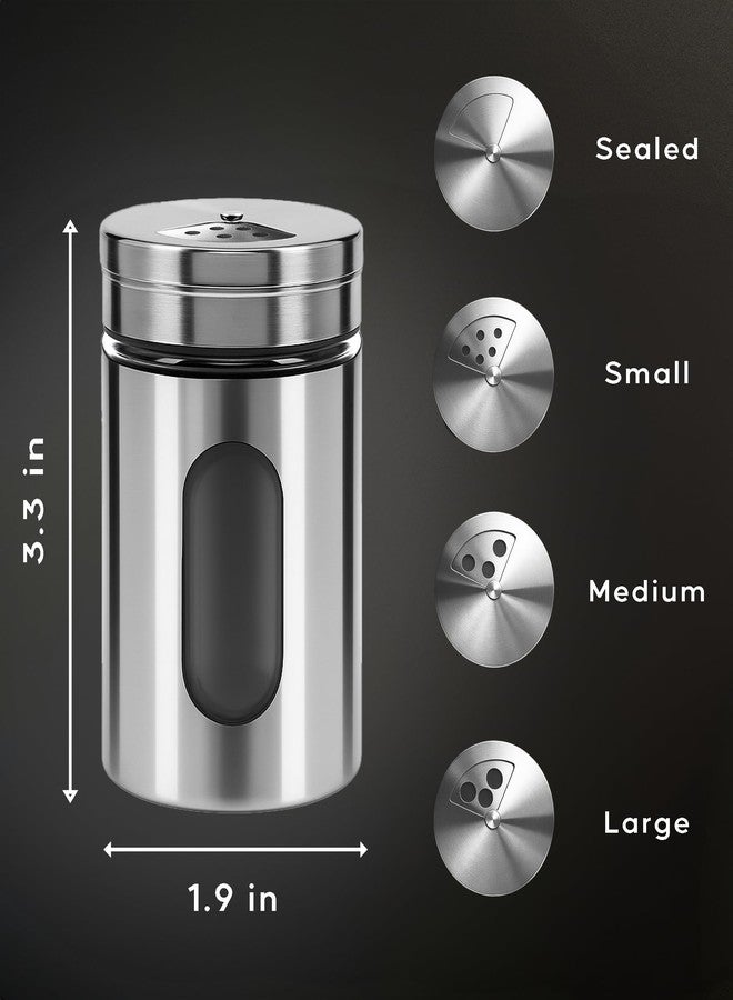GOOHERA 4-Piece Premium Stainless Steel Salt and Pepper Shakers Set - Adjustable Pour Holes Spice Dispenser for Salt, Sugar, Cinnamon, and Pepper - Stylish Kitchen Seasoning and Spice Shaker Set - Image 3