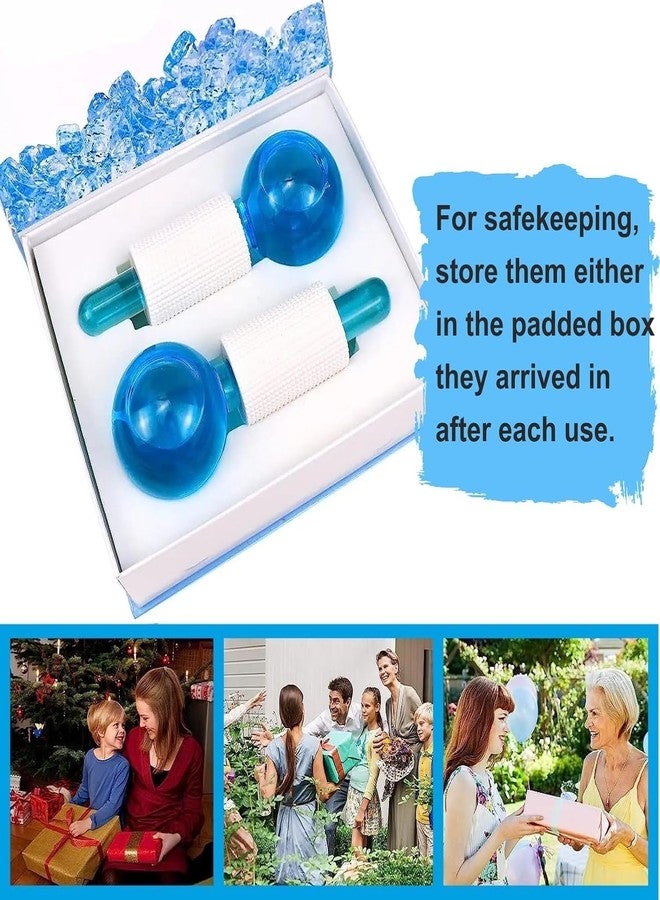 Dhamee Ice Globes for Facials, Cooling Face Roller, Facial Massage Tools for Daily Skincare, Tightens Skin, Reduce Puffiness and Dark Circles, Anti Ageing, Enhance Circulation - Blue, No Glitter - Image 2
