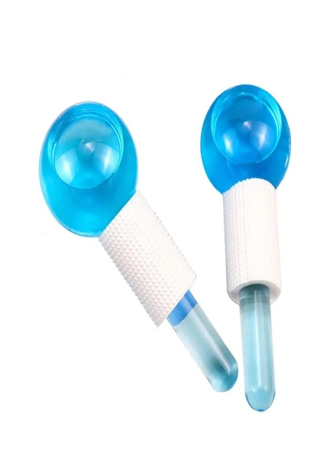 Dhamee Ice Globes for Facials, Cooling Face Roller, Facial Massage Tools for Daily Skincare, Tightens Skin, Reduce Puffiness and Dark Circles, Anti Ageing, Enhance Circulation - Blue, No Glitter - Image 1