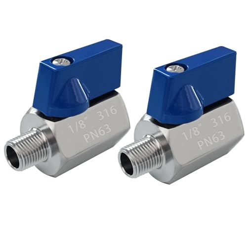 Fitvell 316 Stainless Steel Mini Ball Valve 18 NPT Female x Male Thread Shut Off Valve for WaterOil and Gas 2pcs - Image 1