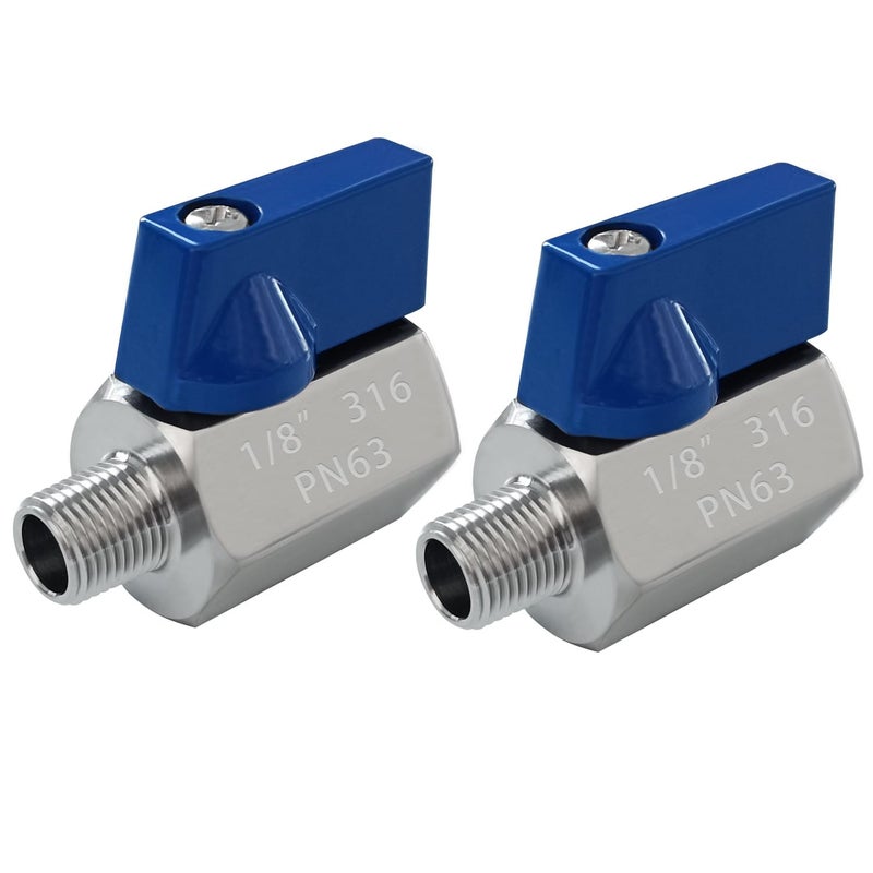 Fitvell 316 Stainless Steel Mini Ball Valve 18 NPT Female x Male Thread Shut Off Valve for WaterOil and Gas 2pcs - Image 2