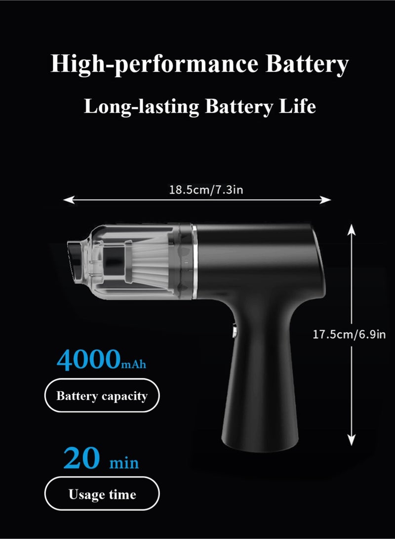 Sunyi Portable 4-in-1 cordless car vacuum cleaner, 12000PA strong suction, 120W high power, mini portable car vacuum cleaner, handheld small vacuum cleaner and air duster, suitable for home, office, desk, computer, keyboard cleaning - Image 5