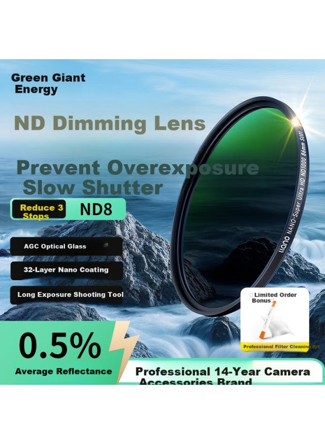 Llano Nd Filter Nd8 (3-Stop) 37Mm Neutral Density Filter Gray Density Filter For Mirrorless And Dslr Cameras, Suitable For Canon, Nikon, Sony - Image 1