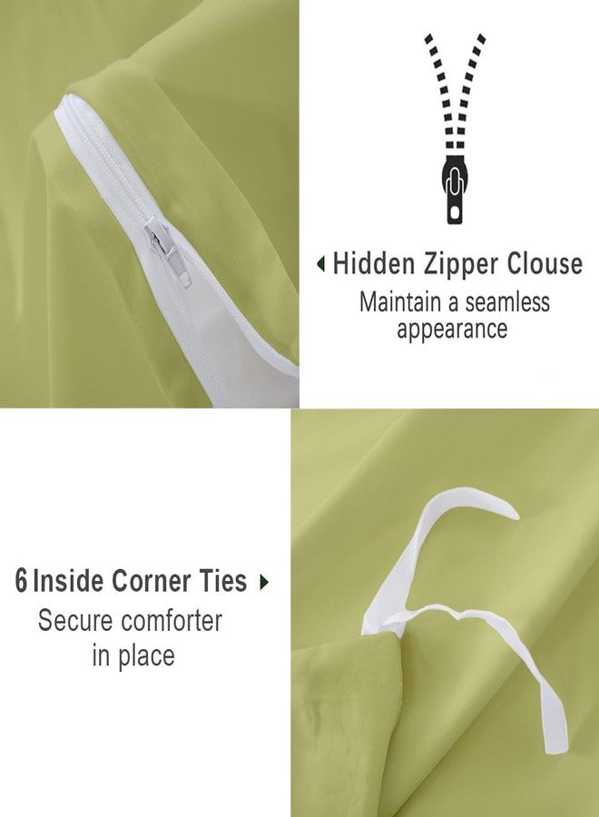 ARLinen طقم غطاء لحاف إمبراطور ARlinen، 100% قطن مصري، طقم سرير مكون من 3 قطع مع إغلاق بسحاب، يتضمن 1 غطاء لحاف بلون المريمية (114x100 بوصة) و2 غطاء وسادة (20x40 بوصة) - Image 4