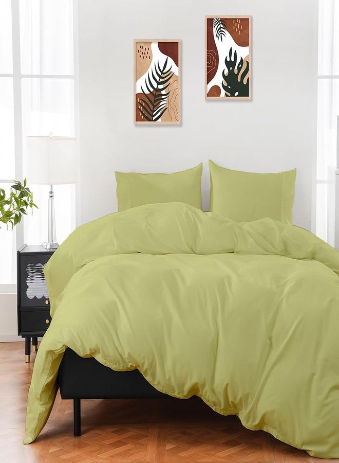 ARLinen طقم غطاء لحاف إمبراطور ARlinen، 100% قطن مصري، طقم سرير مكون من 3 قطع مع إغلاق بسحاب، يتضمن 1 غطاء لحاف بلون المريمية (114x100 بوصة) و2 غطاء وسادة (20x40 بوصة) - Image 1